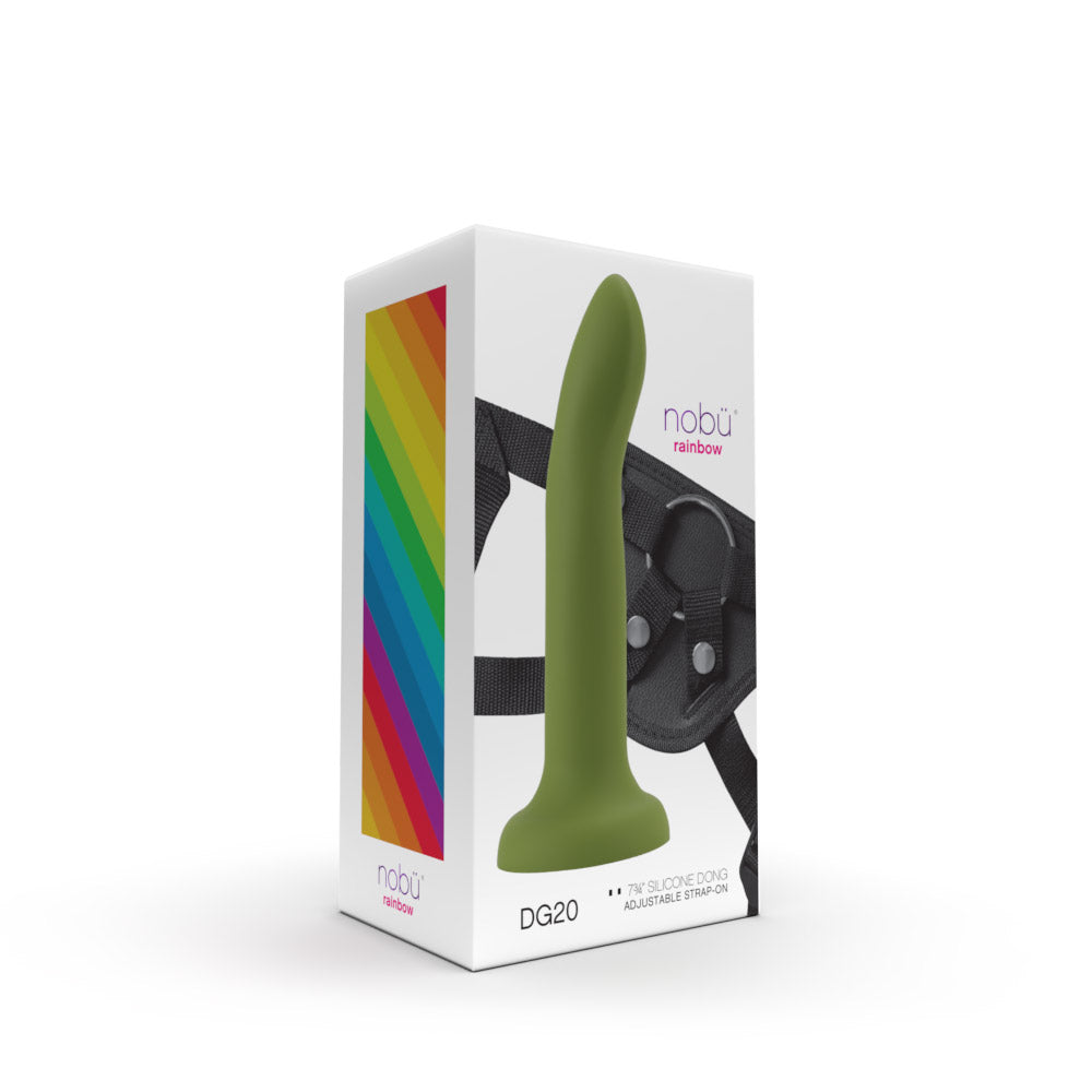 Nobü Rainbow – DG20 7 3/4″ Dildo with Suction Cup & Strap-On Harness – Army Green